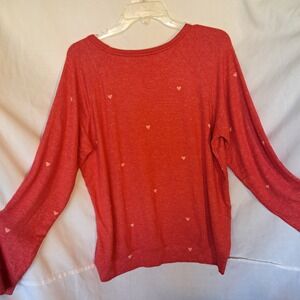 Buffalo David Bitton Red Heart‎ Print Long Sleeve Pullover Top - Size L